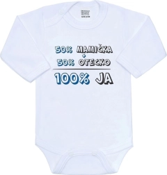 New Baby βρεφικό κορμάκι 50% μαμά + 50% μπαμπάς - 100% εγώ μπλε