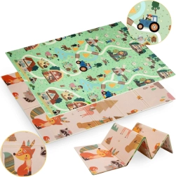 Διπλής όψης αναδιπλούμενο αφρώδες στρώμα HUMBI 120 × 180 cm – δάσος και χωριό, XPE