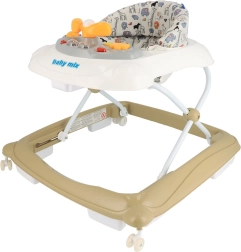 Παιδική στράτα με πολυμέσο πάνελ BABY MIX, σιλικονούχοι τροχοί, cappuccino