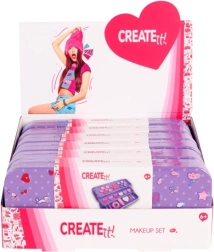 Μωβ αναδιπλούμενη κασετίνα μακιγιάζ CREATE IT! σε μεταλλικό κουτί