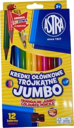 Τριγωνικές jumbo παστέλ με ξύστρα 12 τεμ. ASTRA