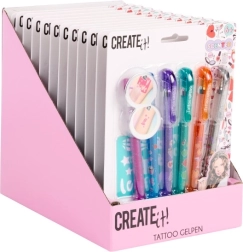 Σετ τατουάζ CREATE it! 6 αρωματικοί μαρκαδόροι με στένσιλ