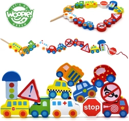 Woopie Green ξύλινες χάντρες περάσματος οχήματα 13 τεμ.