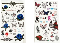 Προσωρινά αυτοκόλλητα τατουάζ για κορίτσια – μιξ μοτίβων, φύλλο 25 cm