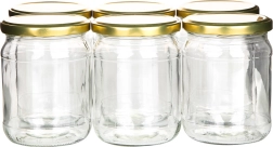 Σετ 6 βάζων για κονσερβοποίηση 520 ml με χρυσά καπάκια fi 82