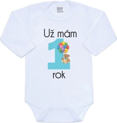 Παιδικό κορμάκι με στάμπα New Baby Ήδη είμαι 1 έτους, μπλε, μέγεθος 86