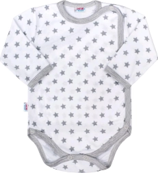 Βρεφικό κορμάκι New Baby Classic II με πλήρες άνοιγμα, γκρι με αστεράκια