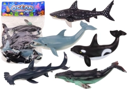 Σετ φιγούρων των μεγαλύτερων θαλάσσιων ζώων – όρκα, φάλαινα, καρχαρίας, σφυροκέφαλος καρχαρίας, φαλαινοκαρχαρίας και δελφίνι (6 τεμ.)