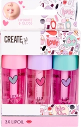 Λαμπερό έλαιο χειλιών για παιδιά CREATE IT! – σετ 3 τεμαχίων