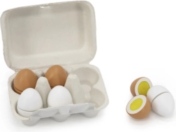 Ξύλινα αυγά για κοπή σε χαρτονένια θήκη αυγών