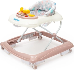 Παιδικό Περπατούρα BABY MIX με τιμόνι και σιλικονούχους τροχούς – ροζ