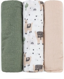 Petite&Mars σετ μπαμπού μουσελινών πανών Moussy llama vibes 68 × 68 cm (3 τεμ.)
