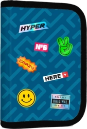 Σχολική κασετίνα OXY GO Stickers, μονή (1 επιπέδου) με δύο πτερύγια