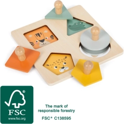 Ξύλινο παζλ Montessori με ζωάκια και καθρεφτάκι small foot