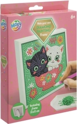 Moxy διαμαντένια ζωγραφική σε κάδρο γατάκια 15 × 15 cm