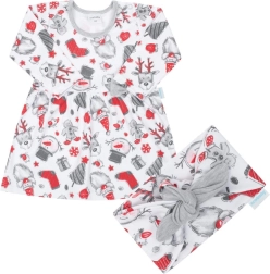 Παιδικό βαμβακερό φόρεμα με κορδέλα New Baby Christmas