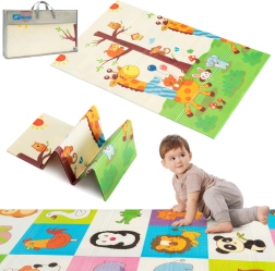 Humbi διπλής όψης αναδιπλούμενο αφρώδες χαλάκι XPE 120 × 180 με ζωάκια και καμηλοπαρδάλεις