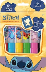 Μαρκαδόροι φυσήματος Lilo & Stitch – σετ 6 χρωμάτων με στένσιλ