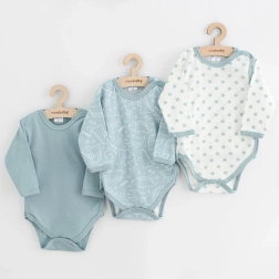 Βρεφικά κορμάκια με πλήρες κούμπωμα new baby classic ii, σετ 3 τεμ., μέντα, μέγεθος 68