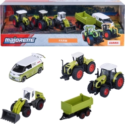 Majorette Claas Farm set 5 οχημάτων – τρακτέρ, ρυμουλκούμενο και Volkswagen