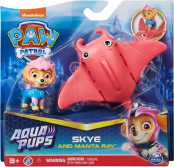 Paw Patrol Aqua Pups φιγούρα Skye και ροζ θαλάσσια ανεμώνη με κινούμενα πτερύγια