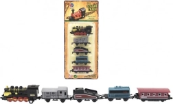 Τρενάκι με βαγόνια 5 τεμ., μέταλλο/πλαστικό, 8 εκ., με μηχανισμό pull-back