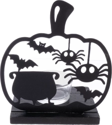 Αποκριάτικο κηροπήγιο Halloween από μέταλλο, μαύρο