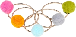 Λαστιχάκια μαλλιών με πολύχρωμες μπαλίτσες - 5 τεμ.