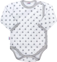 Βρεφικό ολόσωμο κορμάκι με πλήρες άνοιγμα NEW BABY Classic II γκρι με αστεράκια