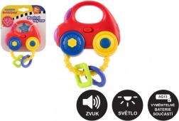 Κουδουνίστρα σε σχήμα αυτοκινήτου με φως και ήχο, πλαστικό, 10 × 11 εκ., με μπαταρίες, 3m+