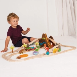 Ξύλινος δεινοσαυρικός σιδηρόδρομος BIGJIGS RAIL, 49 τεμάχια