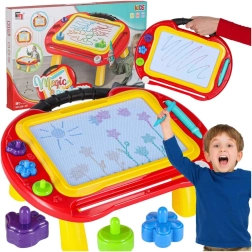 Μαγνητικός πίνακας ζωγραφικής 2σε1 με μαγικό σβήσιμο, τραπεζάκι και σφραγίδες