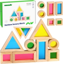 Ξύλινα πολύχρωμα μπλοκ με διαφανείς καθρέφτες Tooky Toy, 8 τμχ