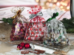 Διάφανο σακουλάκι σελοφάν με μοτίβο αστέρια 25x40 cm