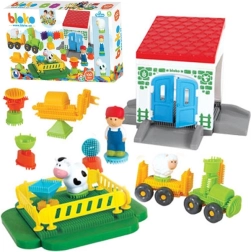 Mochtoys Κύβοι Pin Bricks Φάρμα σε κουτί 100 τεμ. + 3 φιγούρες