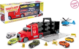 Νταλίκα με αυτοκινητάκια και ελικόπτερο 42 εκ.