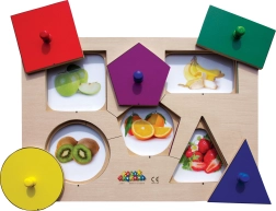 Just Jigsaws Ξύλινο επιτραπέζιο παζλ Σχήματα και μνήμη 6 κομμάτια και 4 πρότυπα