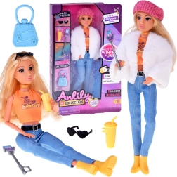 Μοντέρνα κούκλα ANLILY influencer με χειμερινό outfit και αξεσουάρ