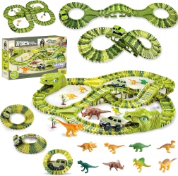Μεγάλη δεινοσαυρική πίστα αγώνων με αυτοκινητάκι και φιγούρες