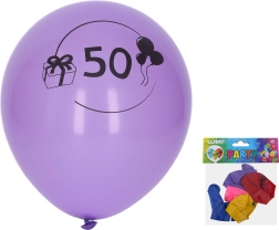 Μπαλόνια 30 cm με αριθμό 50, μείγμα χρωμάτων – σετ 5 τεμ.