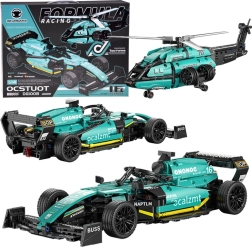 Τεχνικό σετ κατασκευών 2σε1 Formula 1 και ελικοπτέρου, 736 κομμάτια με αυτοκόλλητα
