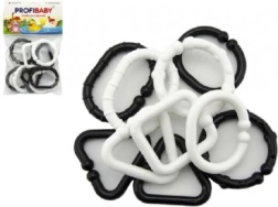 Πλαστικά ασπρόμαυρα σχήματα – αλυσίδα για μωρά, 10 τεμ.