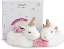 Doudou δωροσετ με μποτάκια και κουδουνίστρες μονόκερος