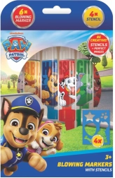 Φυσούνα μαρκαδόροι με στένσιλ για αγόρια Paw Patrol, 6 τεμ.