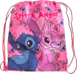 Παιδική τσάντα πλάτης με κορδόνια Lilo & Stitch ροζ 40 × 35 cm