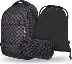 Σετ σχολικών ειδών BAAGL Skate Max γκρι: σακίδιο, κασετίνα και πουγκί