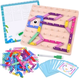 Ξύλινο μωσαϊκό Montessori με χρωματιστά ξυλάκια και αναστρέψιμη σβηστική πινακίδα