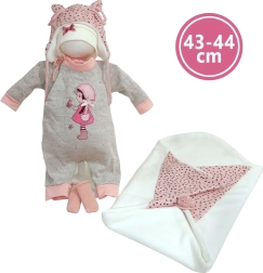 Ρουχαλάκια για κούκλα NEW BORN 43–44 cm – σετ 4 τεμαχίων με κουβέρτα