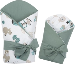 Διπλής όψης παιδικό φασκιωτό New Baby Safari II 80 × 80 cm, μέντα