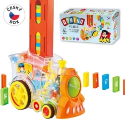 Διαφανής ατμομηχανή με ντόμινο και φως για παιδιά